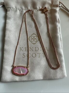 Kendra Scott Rose Gold Adjustable Necklace with Lilac Mother of Pearl Pendant